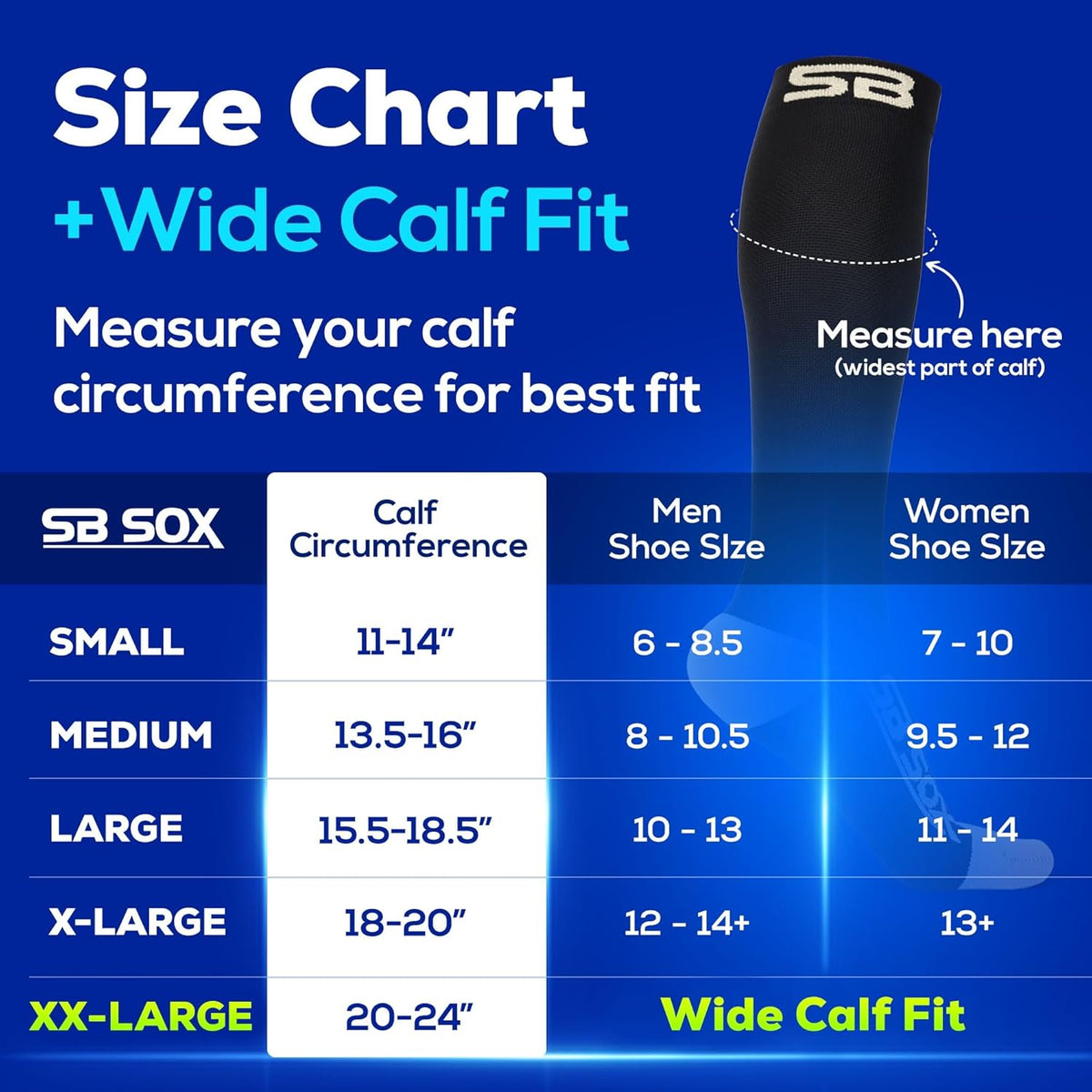 SB SOX Compression Socks for Men & Women (20-30mmHg) – Best Compression Socks for Flying, Medical, Sports, Wide Calf Fit, and Daily Wear