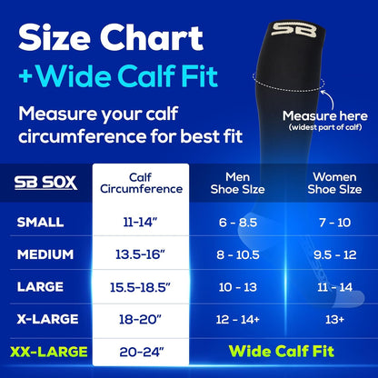 SB SOX Compression Socks for Men & Women (20-30mmHg) – Best Compression Socks for Flying, Medical, Sports, Wide Calf Fit, and Daily Wear