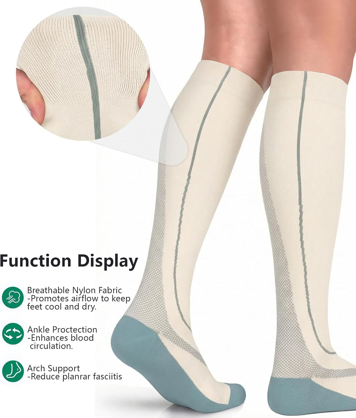 FuelMeFoot 3 Pack Copper Compression Socks - Compression Socks Women & Men Circulation - Best for Medical,Running,Athletic