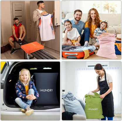 WiseBoy 2 Pack Travel Laundry Bags for Dirty Clothes, Water-Resistant Nylon Wet Dry Bag with Zipper, Odor-Proof Washable Pouch for Gym, Swimming, College Dorm & Suitcase Organization