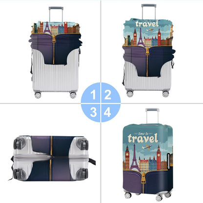 All Over Daisy Print Luggage Cover – Blue Suitcase Protector with White Floral Pattern, Washable Stretch Travel Case for 32-34 Inch Luggage,XL