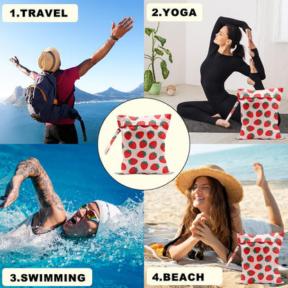 Palm Leaves Wet Bag 12x10 Inch, Green Summer Waterproof Travel Laundry Bags, Washable Reusable Wet Dry Bag for Swimsuit Beach Diapers Dirty Yoga Gym Clothes, Plant Gifts for Women Friend