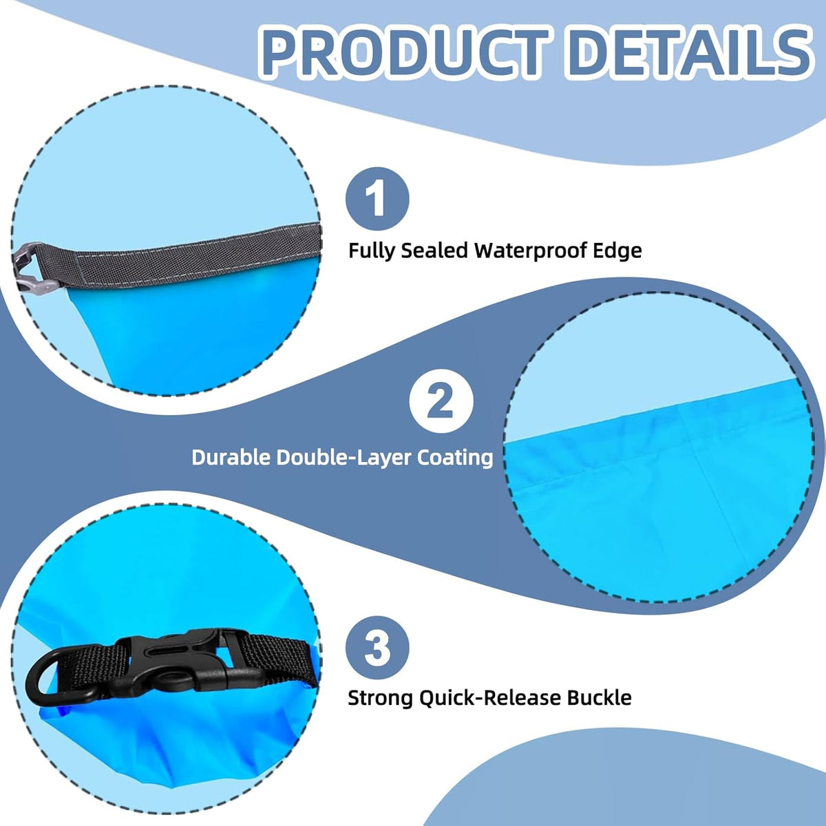 Dry Bags Waterproof, Lightweight Dry Bags for Kayaking Waterproof，Outdoor Waterproof Bag for Kayaking Hiking Boating Camping