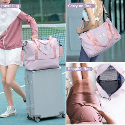 Travel Duffel Bag, Sports Tote Gym Bag, Shoulder Weekender Overnight Bag for Women - Colors B