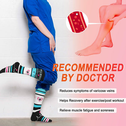 4 Pairs Compression Socks for Women Circulation-Best Support for Nurses,Running,Athletic,Travel