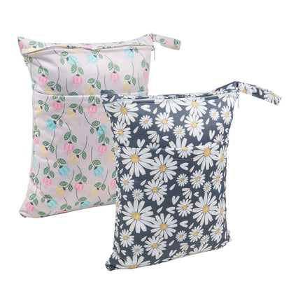 ALVA ALVABABY 3pcs Baby Cloth Diaper Wet/Dry Bags|Waterproof Reusable with Two Pockets|Travel, Beach, Pool, Daycare, Soiled Baby Items,Yoga,Gym Bag for Swimsuits or Wet Clothes 3L-ZM09 - Colors A