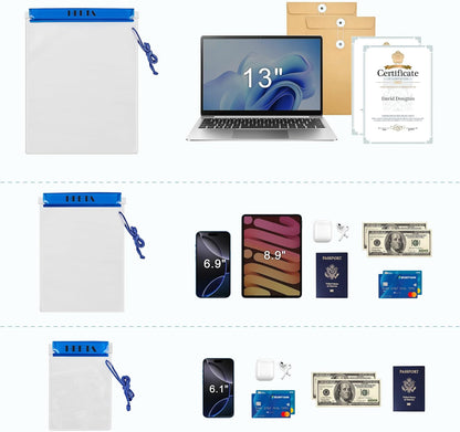 HEETA 5-Pack Clear Waterproof Dry Bag Pouch, Water Tight Cases Dry Bags Document Holder for Camera Mobile Phone Maps, Kayaking Boating