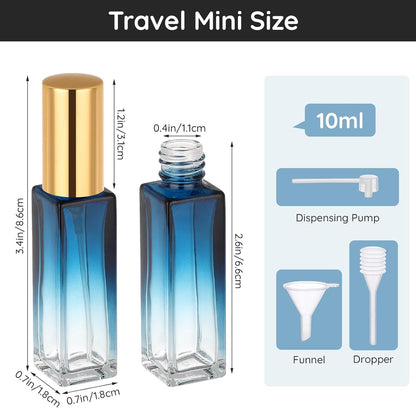 Segbeauty Travel Perfume Bottle Refillable, 5pcs 10ML Mini Glass Perfume Containers with Funnel and Pipette, Empty Portable Leak-proof Fragrance Bottles Spray Atomizer Pump Bottle Kit for Toiletries