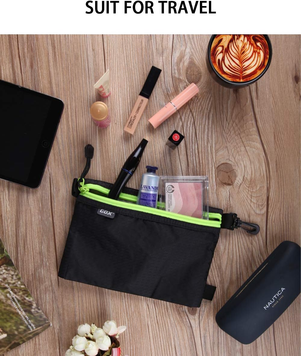 GOX Travel Toiletry Bag, Carry On Small Zipper Pouch, Cosmetic Kit Makeup, Digital Bag, Water Repellent Nylon (Orange)