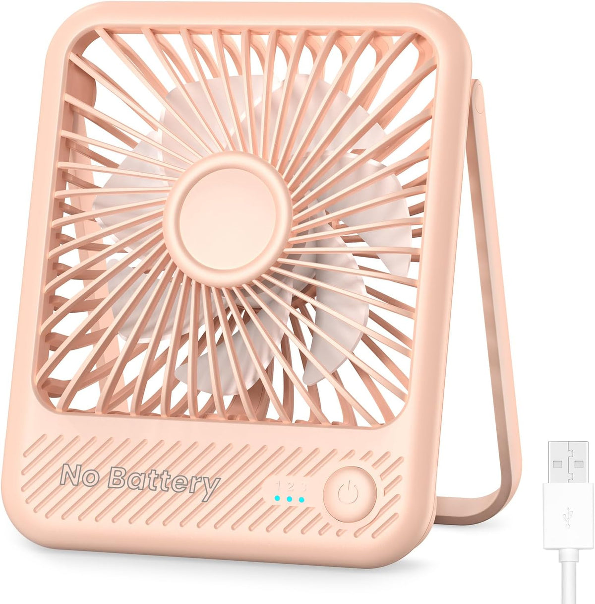 Koonie USB Desk Fan, Strong Wind Ultra Quiet Small Personal Fan with 180° Tilt Folding and 3 Speeds Adjustable, USB-C Corded Powered Mini USB Fan for Office Desktop Bedroom, NO BATTERY