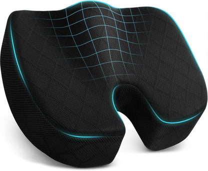 TushGuard Seat Cushion, Memory Foam Office Chair Cushion - Grey, Large