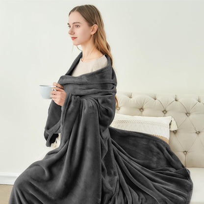Fleece Blanket Soft Plush Throw for Couch Black 50"x60" - Colors A