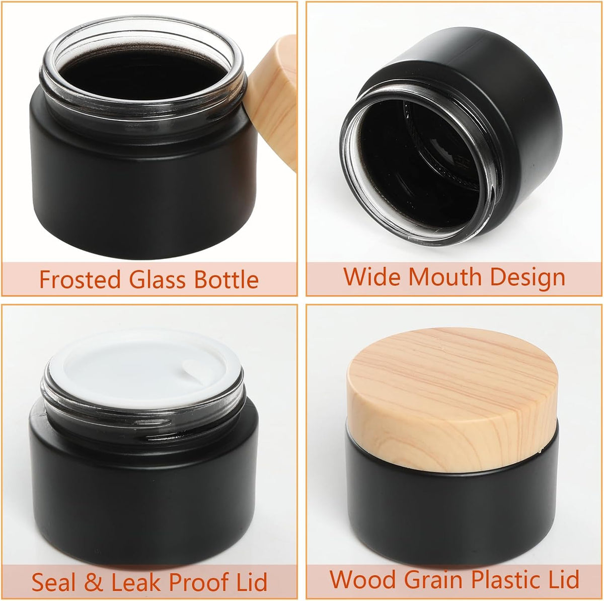 6Pcs Glass Lotion Cream Container with Lid Refillable Empty Sample Cosmetic Jar for Makeup Scrub Cream Toiletries Home Travel (10ml)