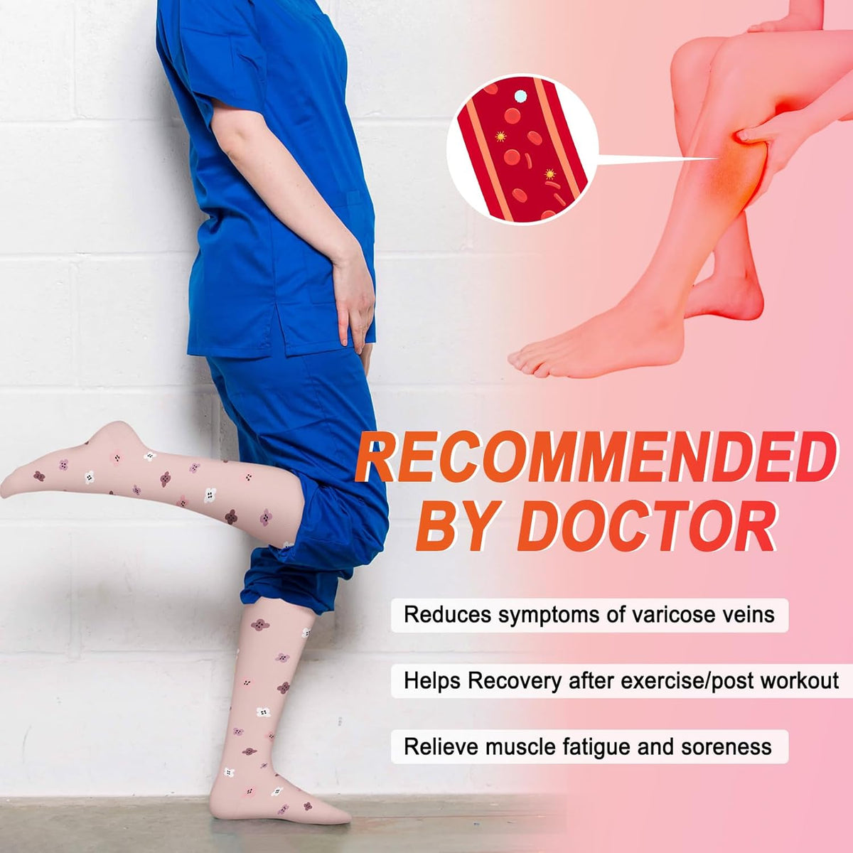 4 Pairs Compression Socks for Women Circulation-Best Support for Nurses,Running,Athletic,Travel