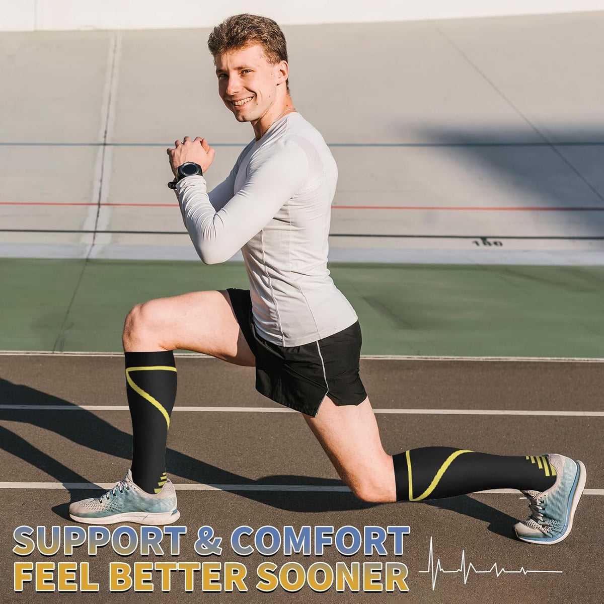 Sooverki Copper Compression Socks for Men & Women 8 Pack 15-20mmHg - Knee High Stockings Best Support for Running Athletic