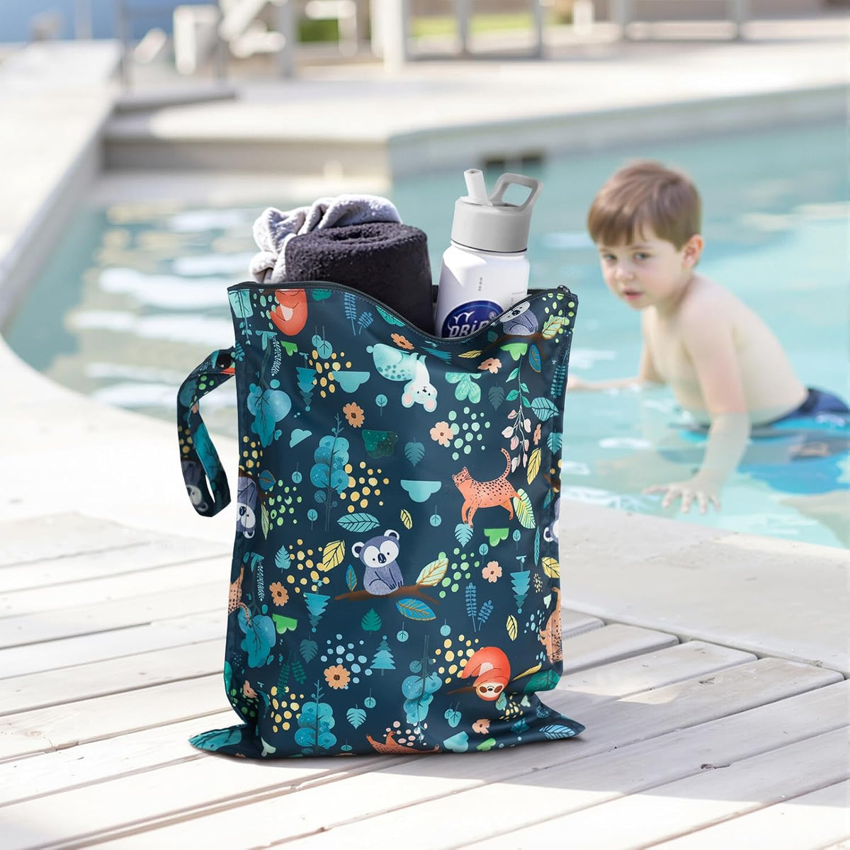 RelaxScene Wet Dry Bags Water Resistant - Reusable Waterproof Wet Dry Bag for Swimsuits & Baby Clothes - Leakproof Storage Pouch Bag for Travel & Baby Diaper - Travel Laundry Daycare Bags