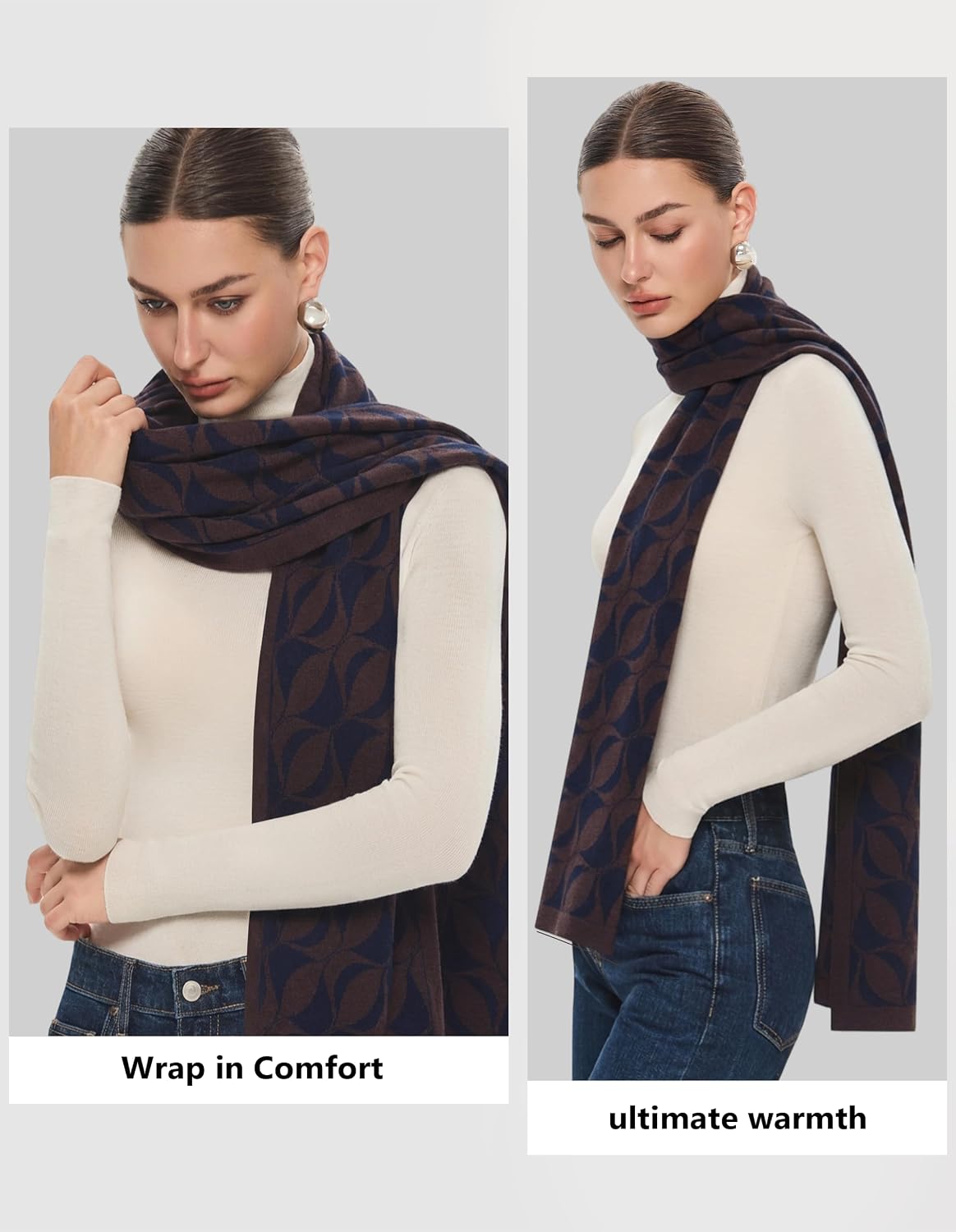 PULI Women's Pashmina Shawl Wraps for Evening Dress Large Scarf Blanket Long Wedding Bridal Winter Warm Shoulder Wrap - Colors A