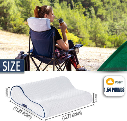 Travel & Camping Comfortable Memory Foam Pillow – Easy to Carry Portable Bag – Temperature Regulating Pillow Case