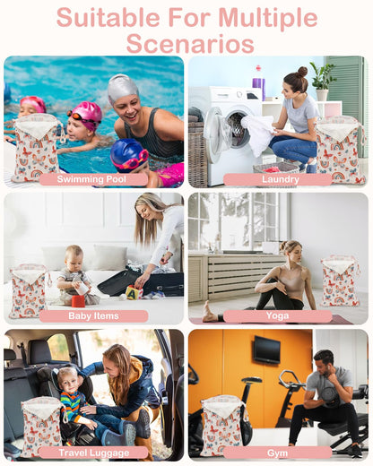 ALVA ALVABABY 3pcs Baby Cloth Diaper Wet/Dry Bags|Waterproof Reusable with Two Pockets|Travel, Beach, Pool, Daycare, Soiled Baby Items,Yoga,Gym Bag for Swimsuits or Wet Clothes 3L-ZM09 - Colors A