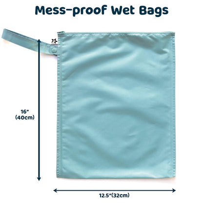 Tiny Twinkle Mess Proof Wet Bags | Reusable Waterproof Wet Bags for Swimsuits | Baby Clothes | Travel & Diaper Bag (Black, Green Checkers) - Colors B