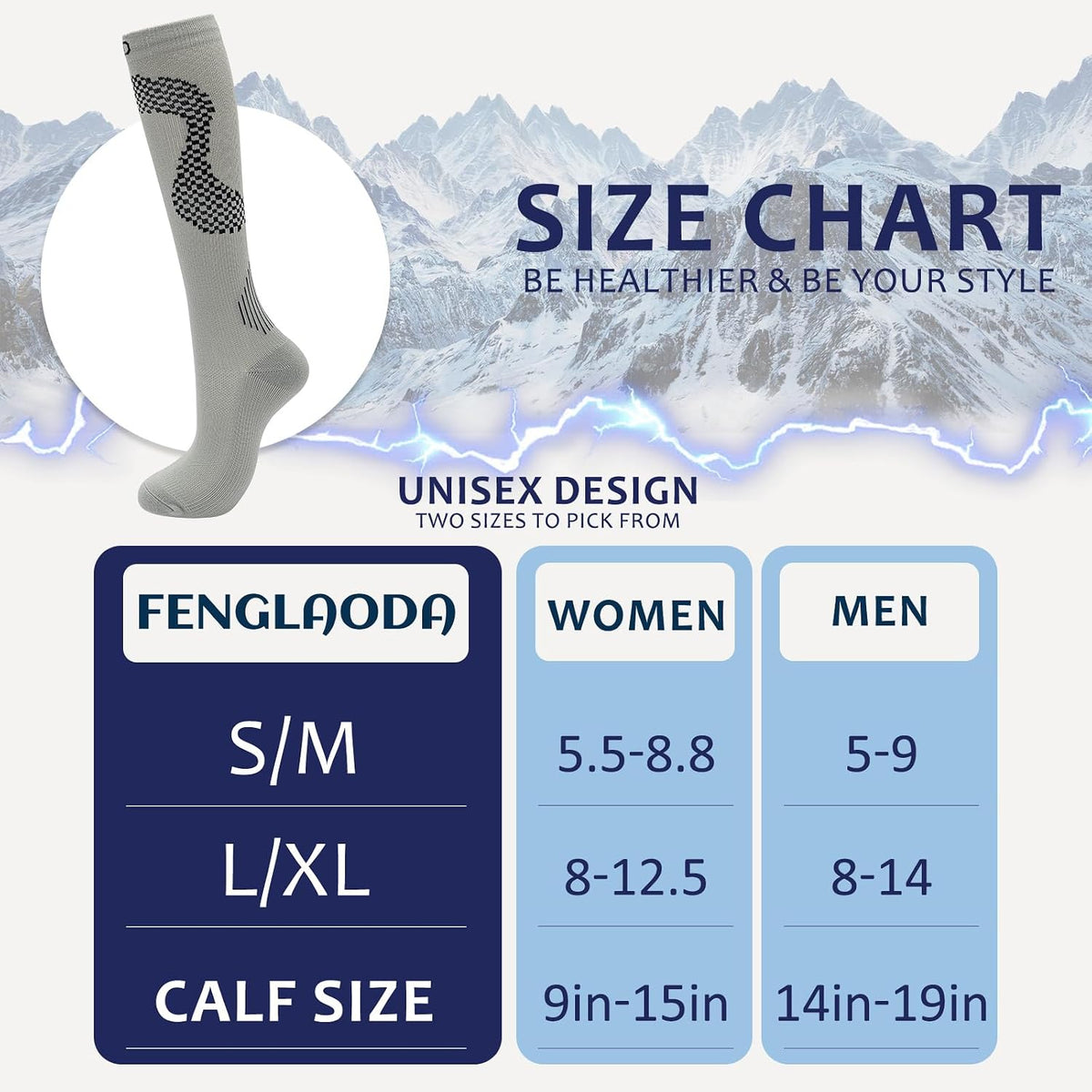 fenglaoda 8 Pairs Compression Socks for Men & Women 20-30 mmHg Knee High Nurse Pregnant Running Medical and Travel Athletic
