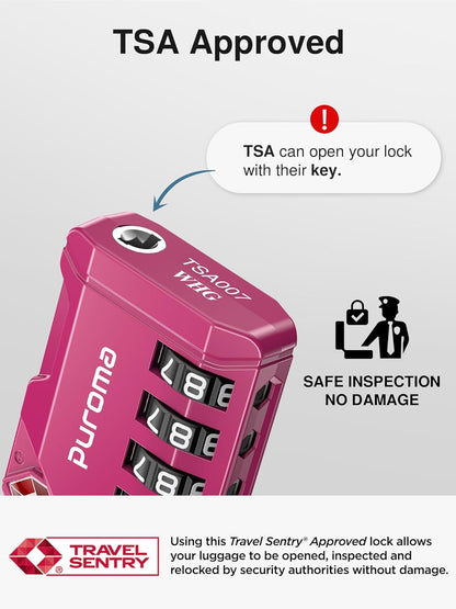 Puroma TSA Approved Luggage Locks, 2 Pack 4 Digit Resettable Travel Combination Code Lock with Zinc Alloy Body for Suitcase, Backpack, Laptop Bag, Gym Locker, Toolbox (Orange)