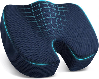 TushGuard Seat Cushion, Memory Foam Office Chair Cushion - Grey, Large