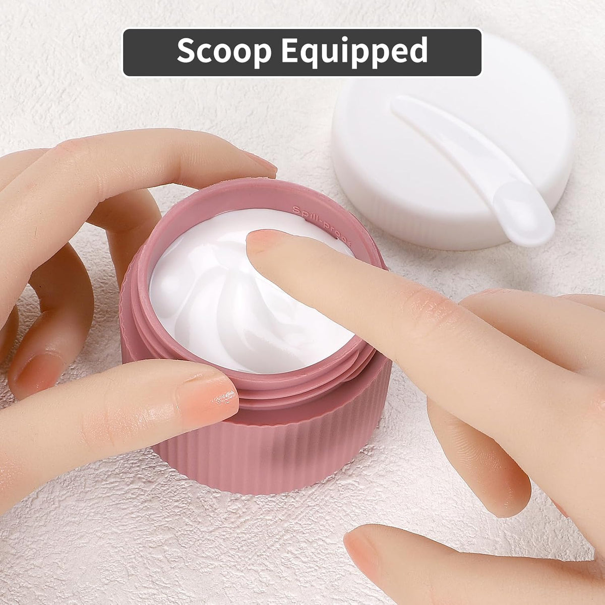 ME.FAN Travel Containers for Toiletries, TSA Approved 1.5 oz Silicone Cream Jars, Leak-proof Journey Containers, Trip Accessories with Lid for Cosmetic Face Hand 4 Pack White Lid - Morandi