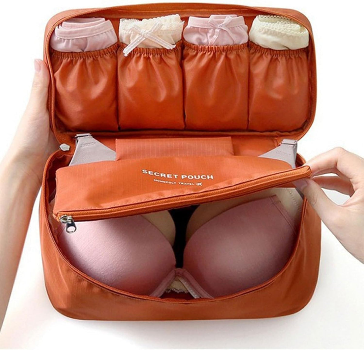 Travel Storage Bag for Bra Underwear Cosmetics Makeup Travel Organizer Wardrobe Closet Clothes Pouch Socks Panties Bags Travel Bags Organizer for Luggage, Blue Flowers