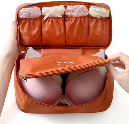 Travel Storage Bag for Bra Underwear Cosmetics Makeup Travel Organizer Wardrobe Closet Clothes Pouch Socks Panties Bags Travel Bags Organizer for Luggage, Blue Flowers