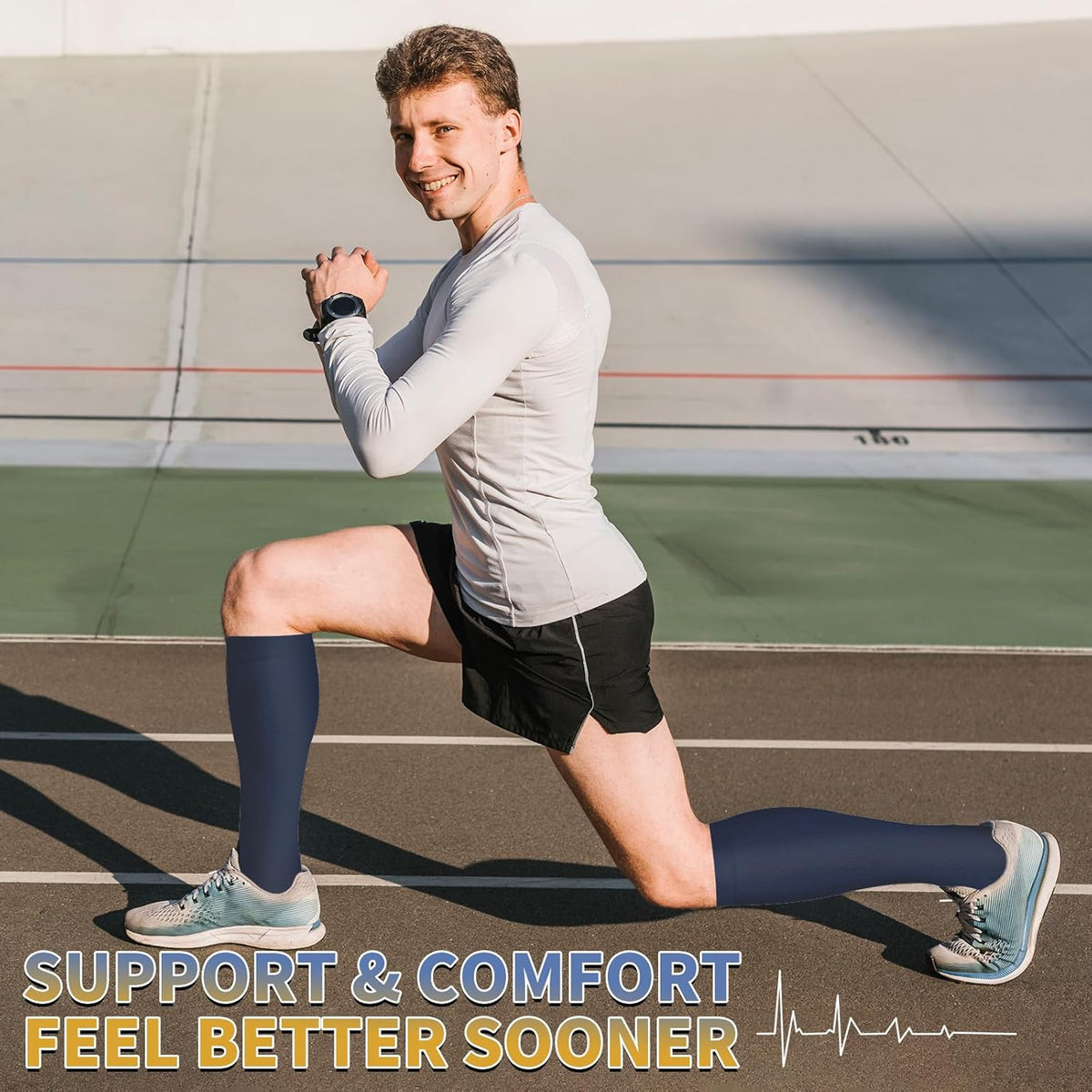 Sooverki Copper Compression Socks for Men & Women 8 Pack 15-20mmHg - Knee High Stockings Best Support for Running Athletic
