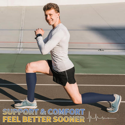 Sooverki Copper Compression Socks for Men & Women 8 Pack 15-20mmHg - Knee High Stockings Best Support for Running Athletic