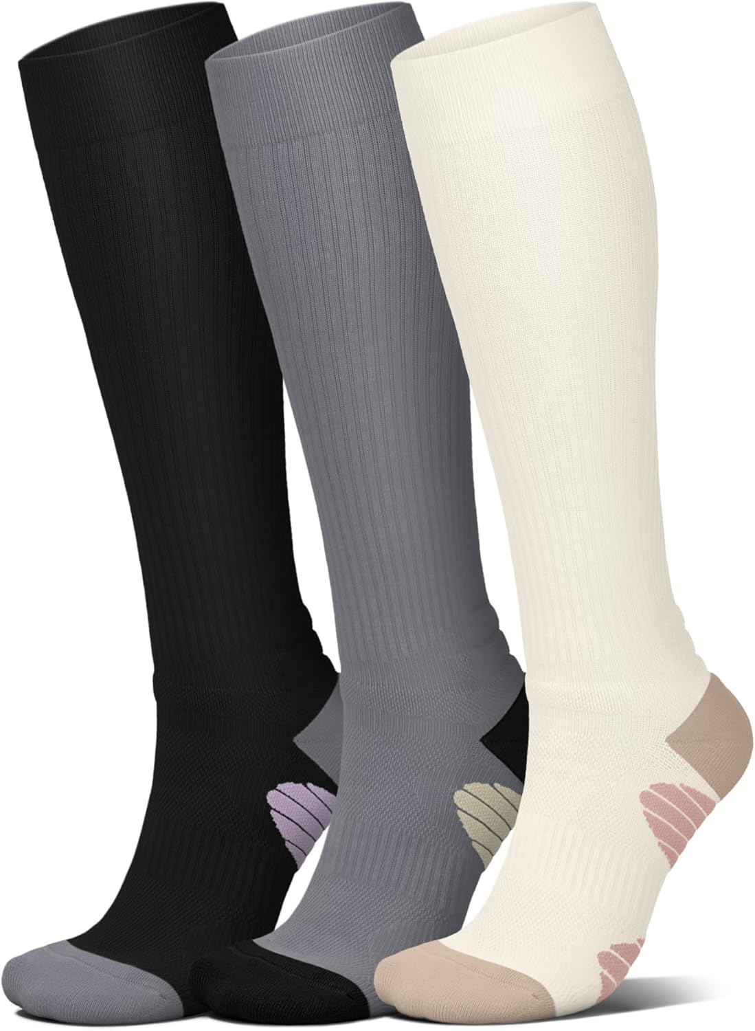 4 Pairs Compression Socks for Women Circulation-Best Support for Nurses,Running,Athletic,Travel