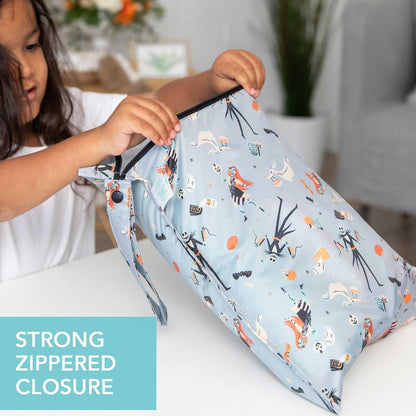 Bumkins Waterproof Wet Bag for Baby, Travel, Swim Suit, Cloth Diapers, Pump Parts, Pool, Beach, Gym Clothes, Toiletry, Hook to Stroller, Daycare, Zipper Reusable Wetdry Packing Pouch, Jungle