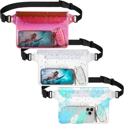 F-color Waterproof Fanny Pack - Cruise Essentials 2026 - Waterproof Pouch with Adjustable Waist Strap, Triple Zipper Roll-Top Dry Bag for Phone, Keep Passport Valuables Dry for Beach Kayaking Boating