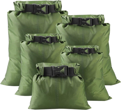 Pimoys 5 Pack Waterproof Dry Sacks, Lightweight Outdoor Dry Bags Ultimate Dry Bags for Kayaking Rafting Boating Camping (1.5L, 2.5L, 3.5L, 4.5L, 6L)