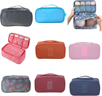 Travel Storage Bag for Bra Underwear Cosmetics Makeup Travel Organizer Wardrobe Closet Clothes Pouch Socks Panties Bags Travel Bags Organizer for Luggage, Blue Flowers