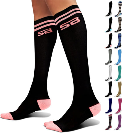 SB SOX Compression Socks for Men & Women (20-30mmHg) – Best Compression Socks for Flying, Medical, Sports, Wide Calf Fit, and Daily Wear