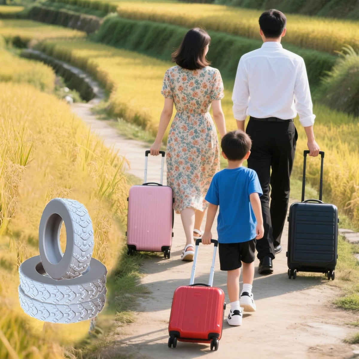 16-Pack Luggage Wheel Covers, Luggage Wheel Protector Covers for 2-2.4 inches Wheels Suitcases，Anti-Scratch & Noise Reduction Design, Silicone MaterialDurable Travel Case Accessories.