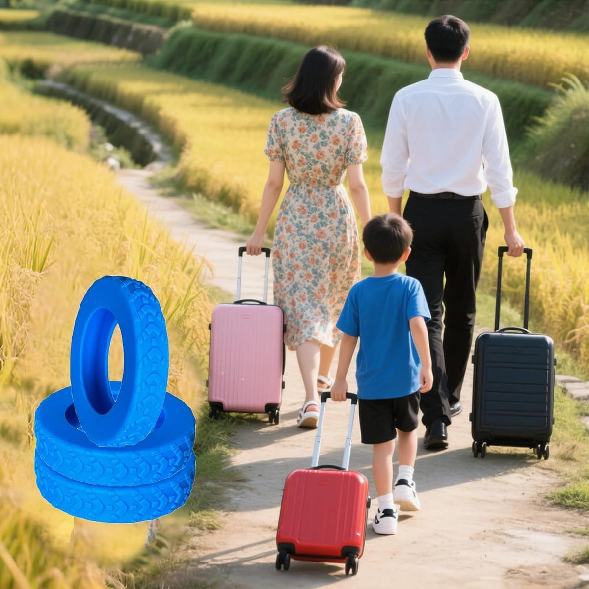 16-Pack Luggage Wheel Covers, Luggage Wheel Protector Covers for 2-2.4 inches Wheels Suitcases，Anti-Scratch & Noise Reduction Design, Silicone MaterialDurable Travel Case Accessories.