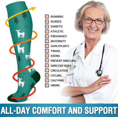 6 Pack Copper Compression Socks for Women and Men Circulation-Best Support for Medical,Running,Nursing,Athletic - Colors B