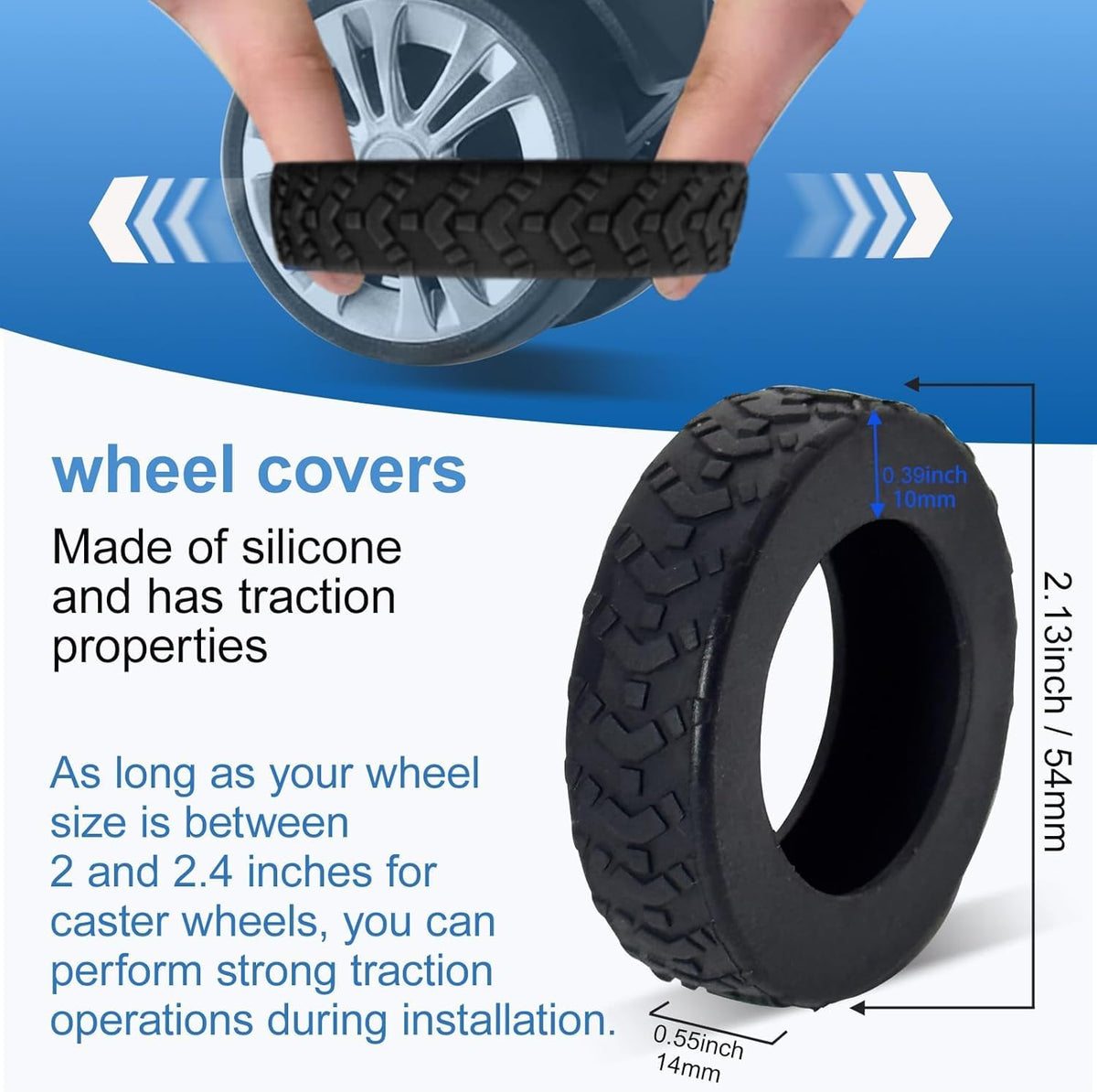 16-Pack Luggage Wheel Covers, Luggage Wheel Protector Covers for 2-2.4 inches Wheels Suitcases，Anti-Scratch & Noise Reduction Design, Silicone MaterialDurable Travel Case Accessories.