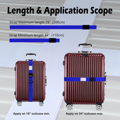 Ultra Long Heavy Duty Luggage Straps for Suitcases/Uprights/Duffels/Bags, 79" Adjustable Travel Packing Belts for Cargo Safety, Sturdy Baggage Strap Belts Multi-Pack