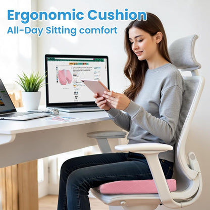 TushGuard Seat Cushion, Memory Foam Office Chair Cushion - Grey, Large