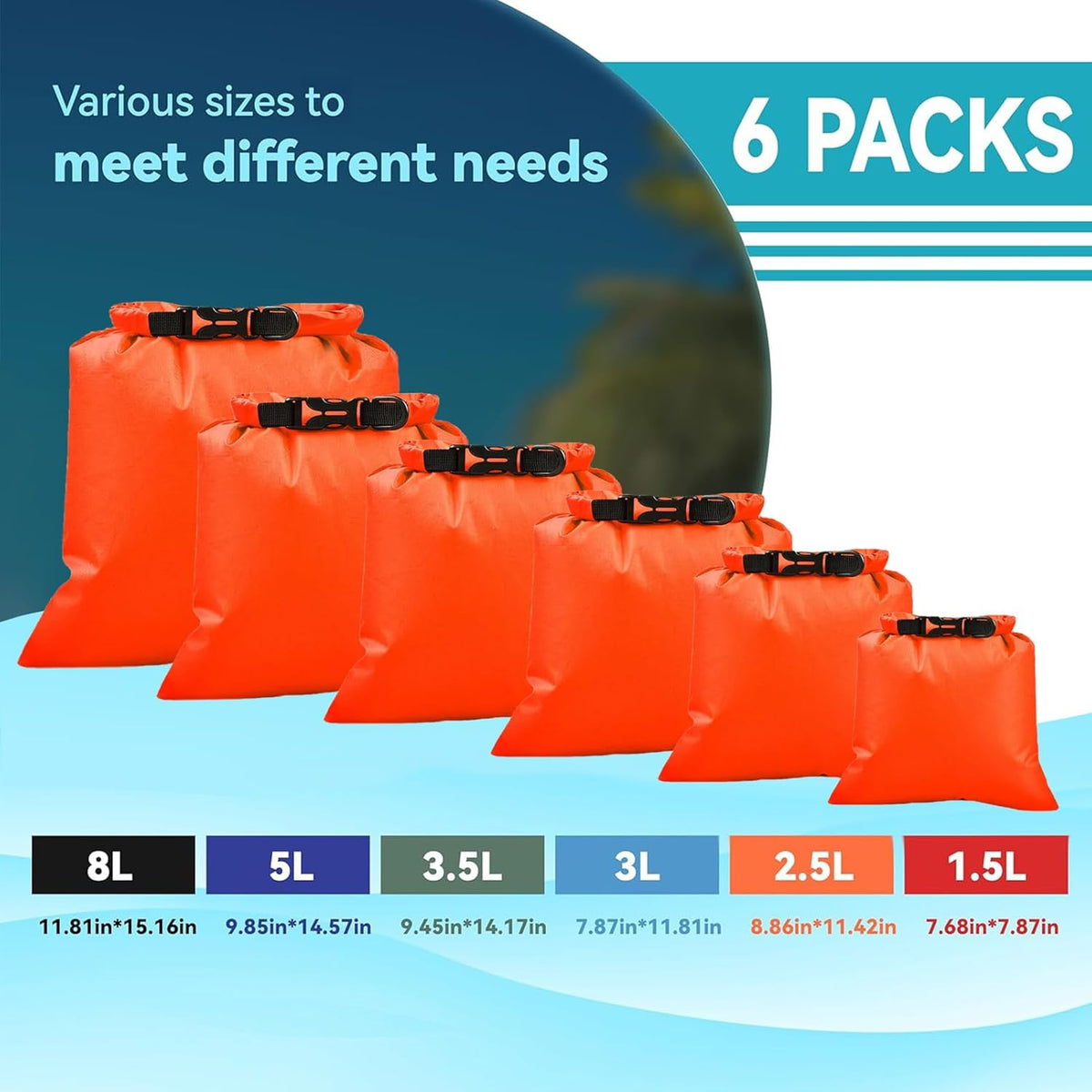 Dry Bags Waterproof, Lightweight Dry Bags for Kayaking Waterproof，Outdoor Waterproof Bag for Kayaking Hiking Boating Camping