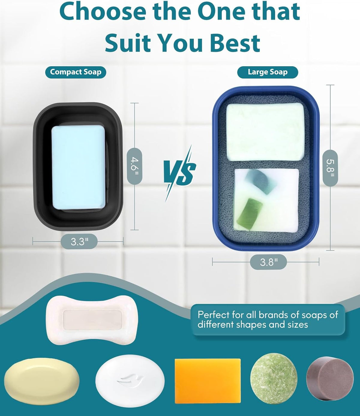 Quatish Compact Leakproof Travel Soap Case, Silicone Soap Box with Draining Layer, Enhanced Soap Container, Suitable for Camping, Gym, Bathroom, Outdoor Essentials, Green