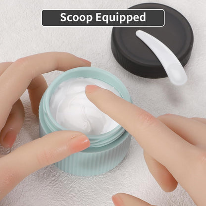 ME.FAN Travel Containers for Toiletries, TSA Approved 1.5 oz Silicone Cream Jars, Leak-proof Journey Containers, Trip Accessories with Lid for Cosmetic Face Hand 4 Pack White Lid - Morandi