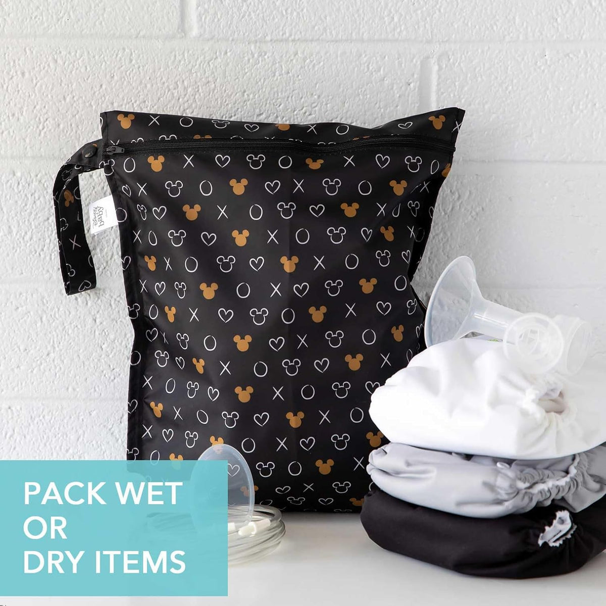 Bumkins Waterproof Wet Bag for Baby, Travel, Swim Suit, Cloth Diapers, Pump Parts, Pool, Beach, Gym Clothes, Toiletry, Hook to Stroller, Daycare, Zipper Reusable Wetdry Packing Pouch, Jungle