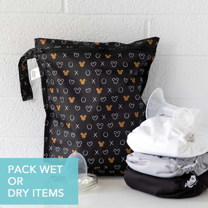 Bumkins Waterproof Wet Bag for Baby, Travel, Swim Suit, Cloth Diapers, Pump Parts, Pool, Beach, Gym Clothes, Toiletry, Hook to Stroller, Daycare, Zipper Reusable Wetdry Packing Pouch, Jungle