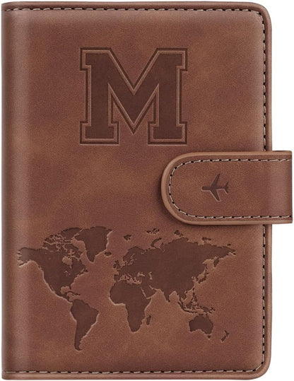 Passport Holder Cover Initail Letter A-Z Travel Wallet 3D Embossed Design RFID Blocking Card Holder Personalized Gift Passport Cover Wallet, Passport Book Holders for Women and Girls, Pink-A